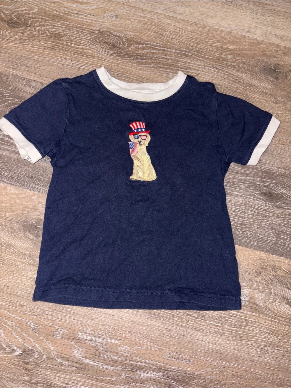 Janie and Jack Navy Blue Short-Sleeve Tee with Patriotic Dog Embroidery